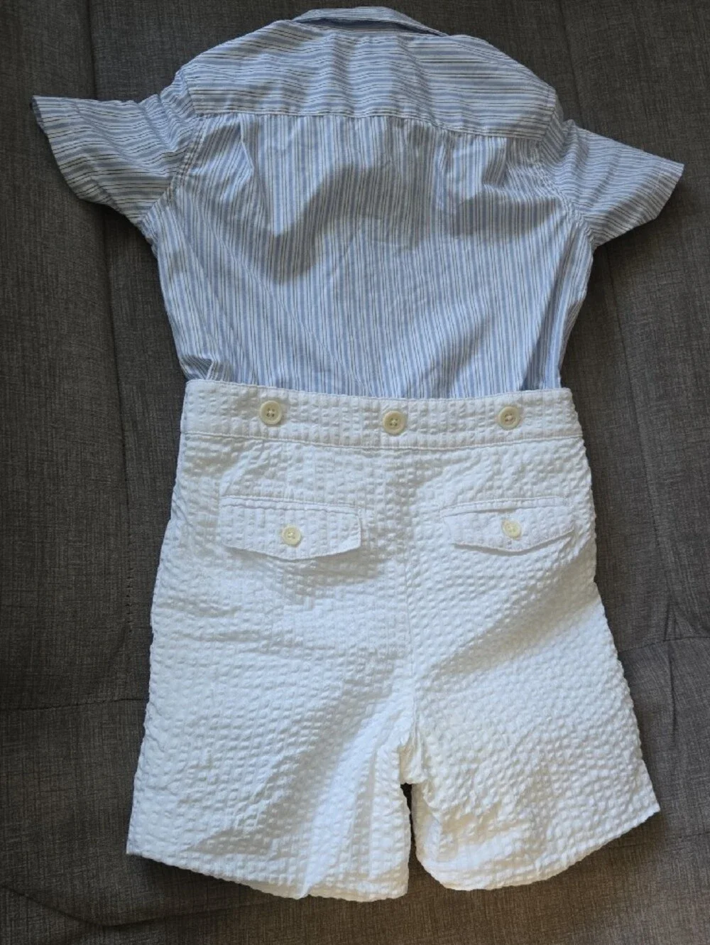Ralph Lauren Light Blue and White Striped Button-Up Shirt